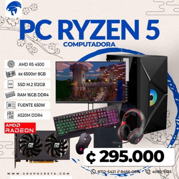 PC Ryzen 5 + video 6500xt