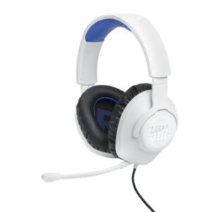 HEADSET ALAMBRICO GAMING JBL QUANTUM 100 PARA PLAYSTATION CON MICROFONO BLANCO Y AZUL JBLQ100PWHTBLUAM