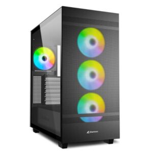 CASE SHARKOON REBEL C50 RGB MEDIA TORRE ATX PANEL LATERAL DE VIDRIO TEMPLADO 4VENTILADORES RGB LED NEGRO 4044951038244