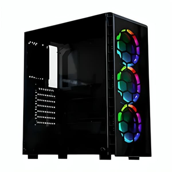 CASE GAMING RGB AGILER MID TOWER VENTILADORES 3 DE 120MM AGI-C012 NEGRO