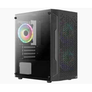CASE GAMING RGB AEROCOOL TRINITY MINI G-BK-V3 MINI TOWER 1 VENTILADOR DE 120MM Y 2 DE 140MM CON VIDRIO LATERAL Y MALLA FRONTAL ACCS-PV32133.11