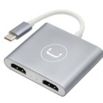 HUB UNNO TEKNO HB1103SV USB C TO DUAL HDMI HUB/ADAPTADOR PLATEADO