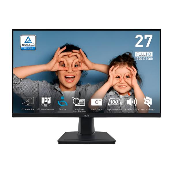 MONITOR 27" MSI PRO MP275Q 2560 X 1440 FHD 100HZ 1MS EYESERGO HDMI DISPLAY PORT PLANO NEGRO 9S6-3PC3CM-025