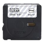 CINTA DE ETIQUETADO BROTHER BTAG131 12MM X 4M COMPATIBLE CON P-TOUCH NEGRO SOBRE FONDO TRANSPARENTE
