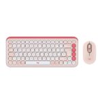 TECLADO Y MOUSE LOGITECH POP ICON COMBO MEMBRANA INALÁMBRICO BLUETOOTH ESPAÑOL 920-013053 ROSADO