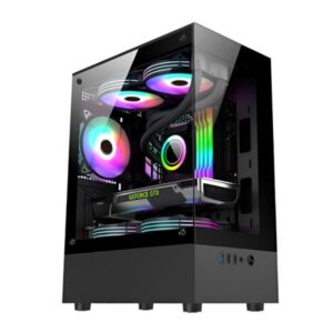CASEGAMING  EAGLE WARRIOR MICRO ATX CG70AHRA001C 3 ABANICOS ARGB /2 TOP Y 1 TRASERO VIDRIO TEMPERADO
