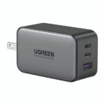 CARGADOR DE PARED UGREEN CD244 2 PUERTOS USB-C Y 1 PUERTO USB-A CARGA RAPIDA TOTAL DE 65W 10334 GRIS/NEGRO
