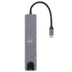HUB UNNO TEKNO HB1109SV USB-C 8 PUERTOS 1 HDMI 1 RJ45 2 USB-C 2 USB-A 2 RANURAS MICRO SD 5 GBPS