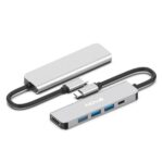 HUB NOVA FAA382CU002C 5 EN 1 USB-C 1 PUERTO USB-A 3.0 2 PUERTOS USB-A 2.0 1 PUERTO USB-C Y 1 PUERTO HDMI 4K PLATEADO