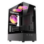 CASE RGB EAGLE WARRIOR CG70AHRA002C MINI TOWER VENTILADORES 3 DE 120MM CON VIDRIO FRONTAL Y LATERAL NEGRO