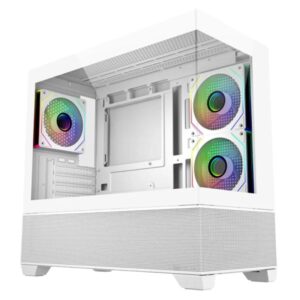CASE RGB COOLER MASTER ELITE 490 WHITE MINI TOWER VENTILADORES 3 DE 120MM CON VIDRIO FRONTAL Y LATERAL E490-WHNN-S00 BLANCO