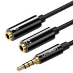 CABLE DE AUDIO UGREEN AV141 3.5MM MACHO A 2 HEMBRAS CON CUBIERTA ABS 30620 NEGRO