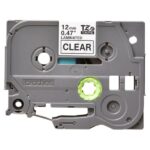 CINTAS DE ETIQUETADO BROTHER TZE131 12MM X 8M COMPATIBLE CON P-TOUCH NEGRO SOBRE FONDO TRANSPARENTE