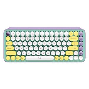 TECLADO LOGITECH POP KEYS MECÁNICO INALÁMBRICO BLUETOOTH ESPAÑOL SWITCH CAFÉ 920-010714 LILA / MENTA