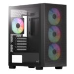 CASE GAMING RGB AEROCOOL B310A FLOW-G-BK-V1 MINI TOWER VENTILADORES 4 DE 120MM CON MALLA FRONTAL Y PANEL LATERAL ACCS-BD03043.11 NEGRO