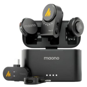 MICROFONO MAONO WM650 PA3 INALÁMBRICO TRIPLE RECEPTOR (USB-C + LIGHTNING + CAMARA) / CANCELACION DE RUIDO ENC / ESTUCHE DE CARGA