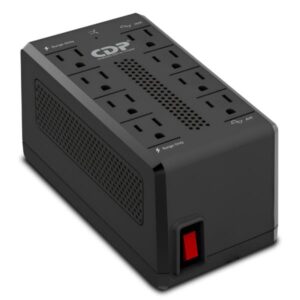 REGULADOR DE VOLTAJE CDP RAVR1408 1400VA/700W 8 TOMAS 80 150V REGULACIÓN AUTOMÁTICA NEGRO