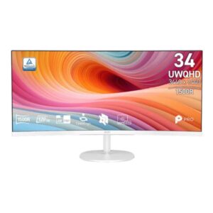 MONITOR MSI PRO MP341CQW E12 34 PULG CURVO 1500R 3440X1440 UWQHD 120 HZ PANEL VA AMD FREESYNC HDMI DP 9S6-3PB2CT-098 BLANCO