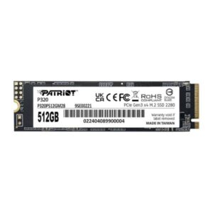 HD INTERNO SOLIDO 512GB PATRIOT P320 M.2 2280 PCIE GEN3 X4 3000MB/S / 2200MB/S P320P512GM28 NEGRO