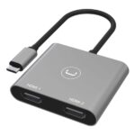 ADAPTADOR UNNO TEKNO HB1103GY USB-C 2X HDMI SOPORTE 4K Y PLUG & PLAY GRIS